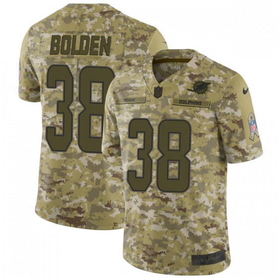 Nike Dolphins #38 Brandon Bolden Camo Men's Stitched NFL Limited 2018 Salute To Service Jersey - Click Image to Close