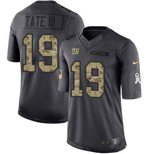 Nike Giants #19 Golden Tate Black Men's Stitched NFL Limited 2016 Salute to Service Jersey