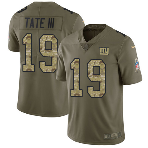 Nike Giants #19 Golden Tate Olive/Camo Men's Stitched NFL Limited 2017 Salute To Service Jersey