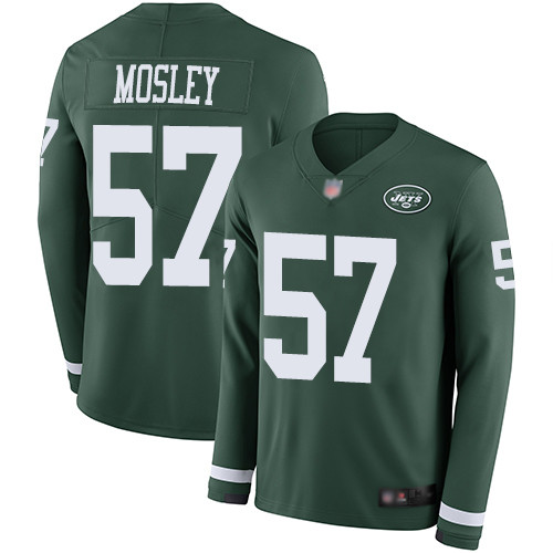 Nike Jets #57 C.J. Mosley Martin Green Team Color Men's Stitched NFL Limited Therma Long Sleeve Jersey