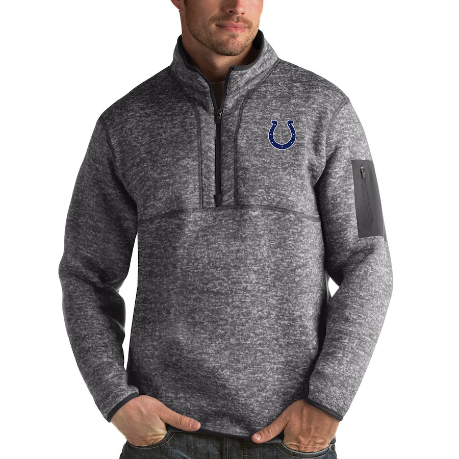 Indianapolis Colts Antigua Fortune Quarter-Zip Pullover Jacket Charcoal