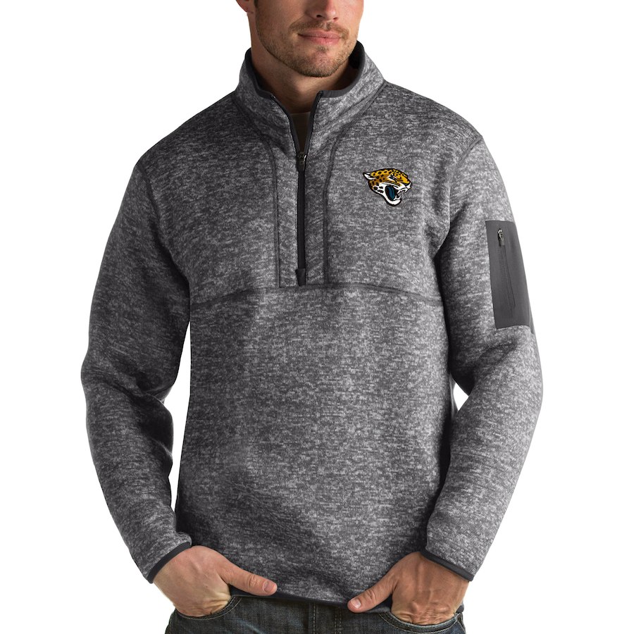 Jacksonville Jaguars Antigua Fortune Quarter-Zip Pullover Jacket Charcoal