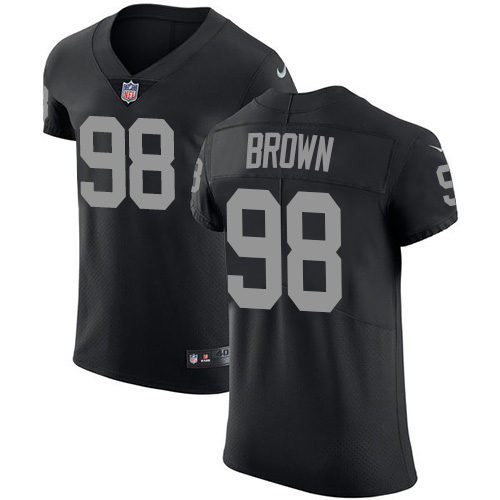 Nike Raiders #98 Trent Brown Black Team Color Men's Stitched NFL Vapor Untouchable Elite Jersey - Click Image to Close