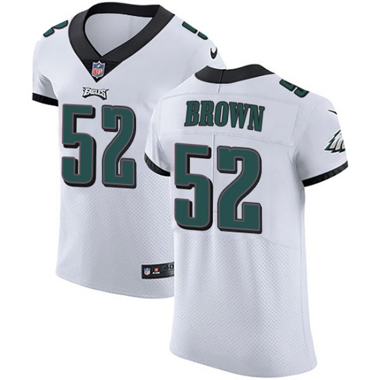 Nike Eagles #52 Asantay Brown White Men's Stitched NFL Vapor Untouchable Elite Jersey