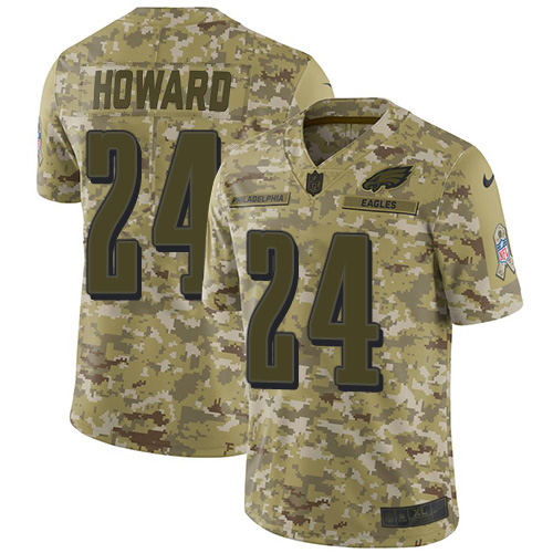 Nike Eagles #24 Jordan Howard Camo Men's Stitched NFL Limited 2018 Salute To Service Jersey