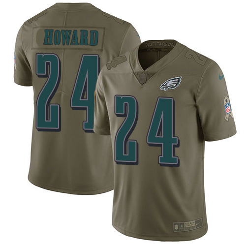 Nike Eagles #24 Jordan Howard Olive Men's Stitched NFL Limited 2017 Salute To Service Jersey