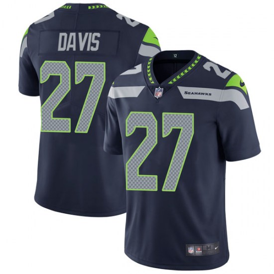 Nike Seahawks #27 Mike Davis Steel Blue Team Color Men's Stitched NFL Vapor Untouchable Limited Jersey