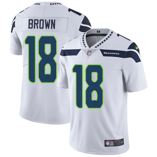 Nike Seahawks #18 Jaron Brown White Men's Stitched NFL Vapor Untouchable Limited Jersey