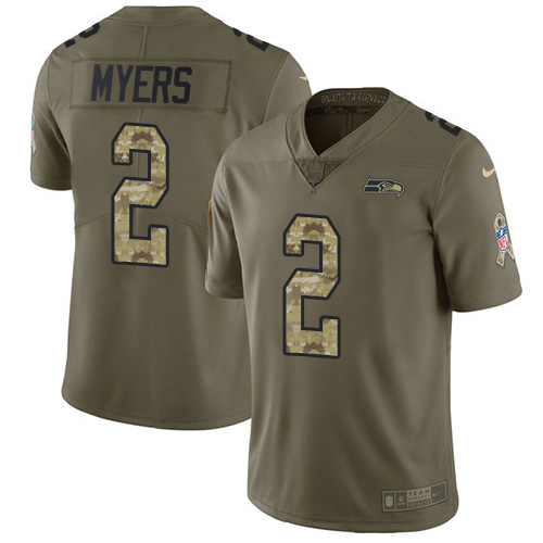 Nike Seahawks #2 Jason Myers Olive/Camo Men's Stitched NFL Limited 2017 Salute To Service Jersey