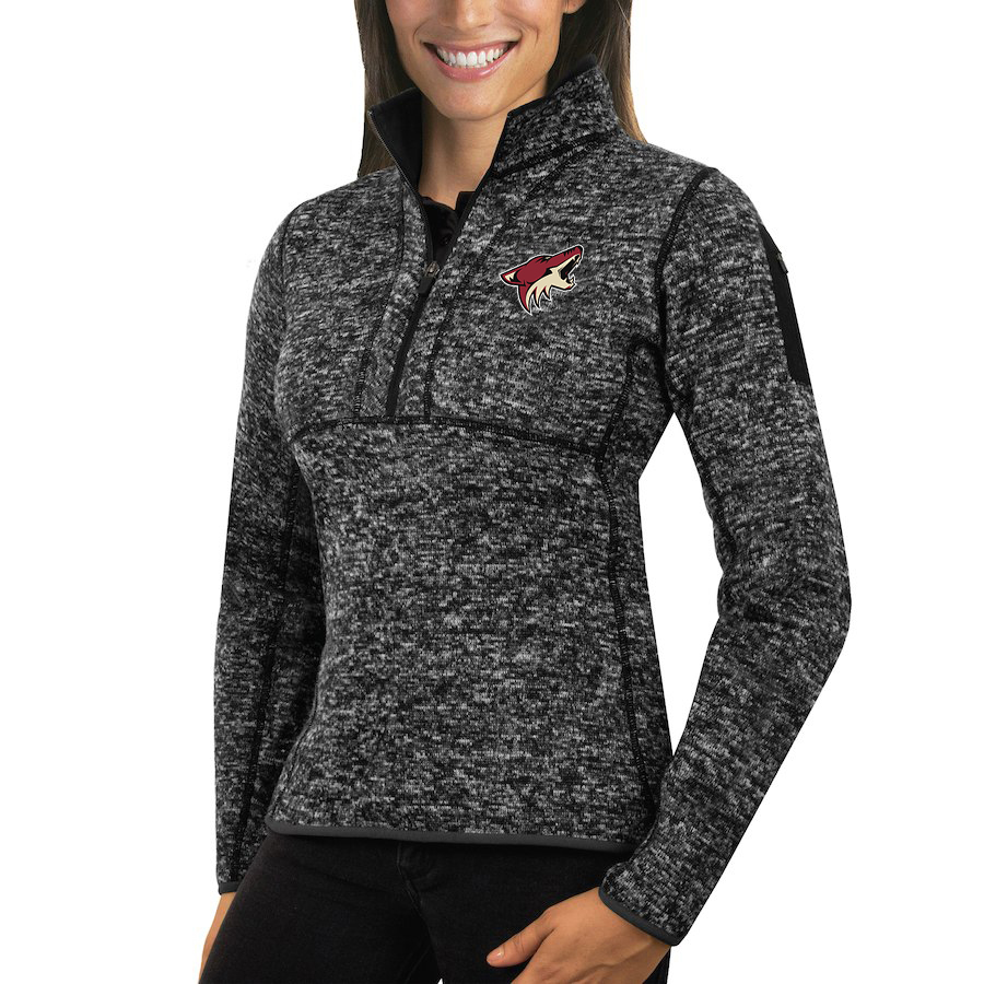 Arizona Coyotes Antigua Women's Fortune 1/2-Zip Pullover Sweater Charcoal