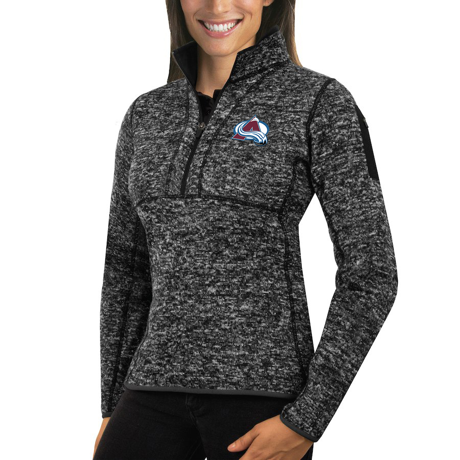 Colorado Avalanche Antigua Women's Fortune 1/2-Zip Pullover Sweater Charcoal