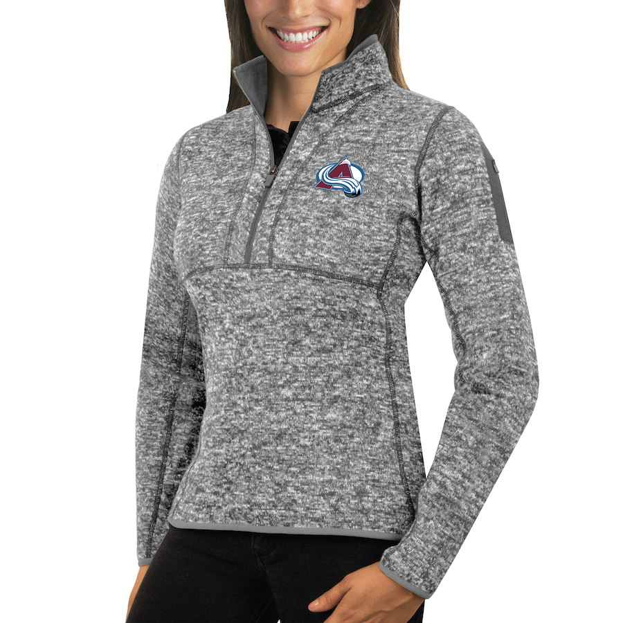 Colorado Avalanche Antigua Women's Fortune 1/2-Zip Pullover Sweater Black