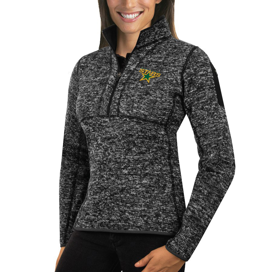 Dallas Stars Antigua Women's Fortune 1/2-Zip Pullover Sweater Charcoal