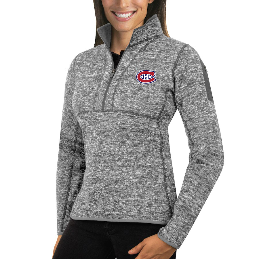 Montreal Canadiens Antigua Women's Fortune 1/2-Zip Pullover Sweater Black