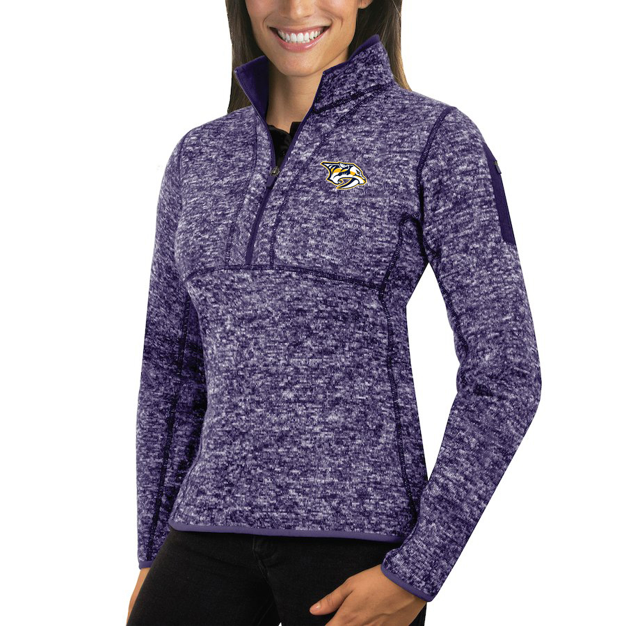 Nashville PPurpleators Antigua Women's Fortune 1/2-Zip Pullover Sweater Purple