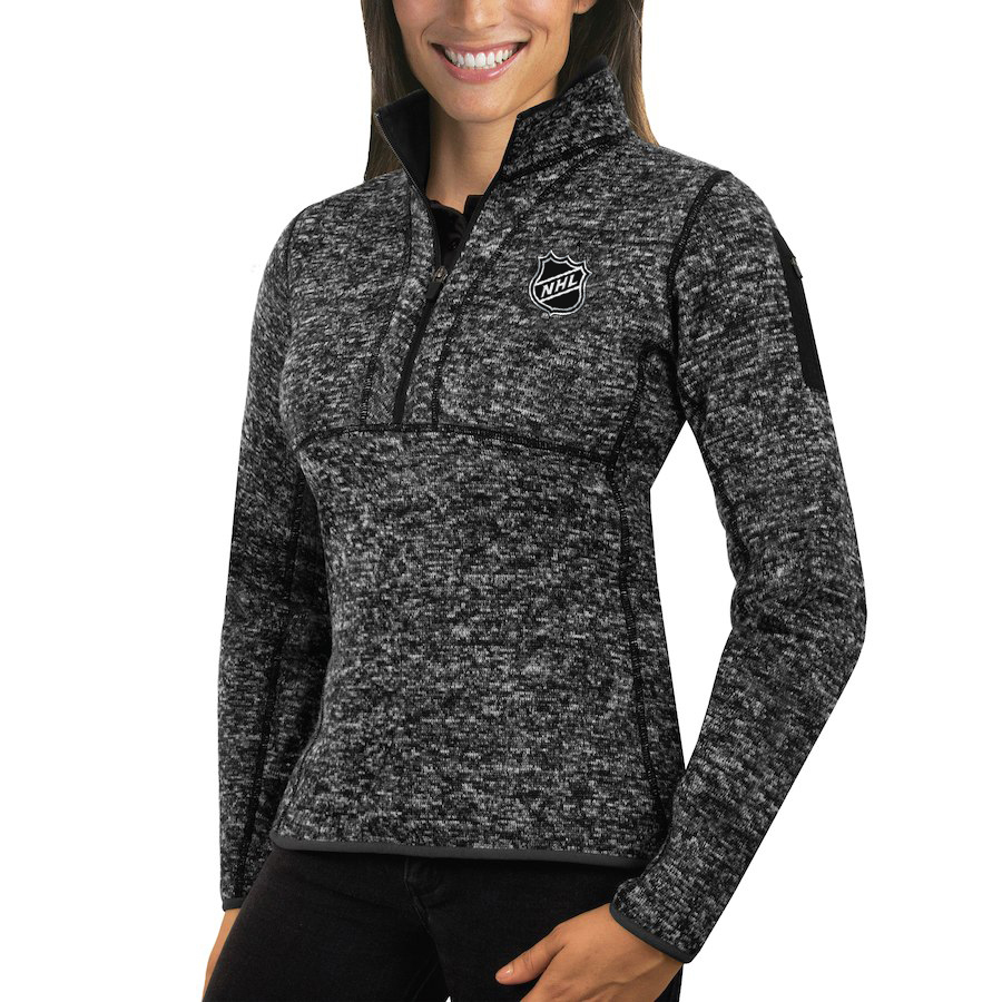 NHL Antigua Women's Fortune 1/2-Zip Pullover Sweater Charcoal