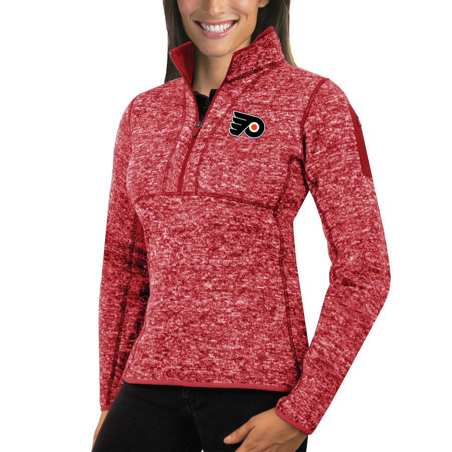 Philadelphia Flyers Antigua Women's Fortune 1/2-Zip Pullover Sweater Red