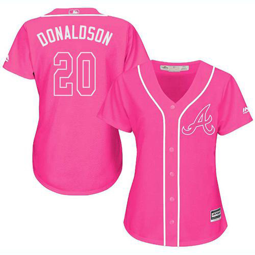 Braves #20 Josh Donaldson Pink Fashion Women's Stitched MLB Jersey