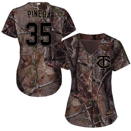 Twins #35 Michael Pineda Camo Realtree Collection Cool Base Women's Stitched MLB Jersey