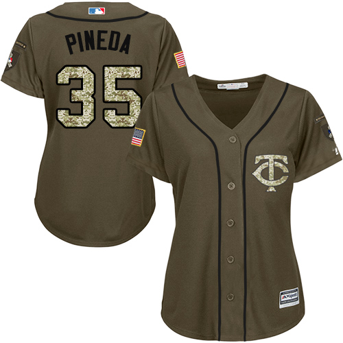 Twins #35 Michael Pineda Green Salute to Service Women's Stitched MLB Jersey - Click Image to Close