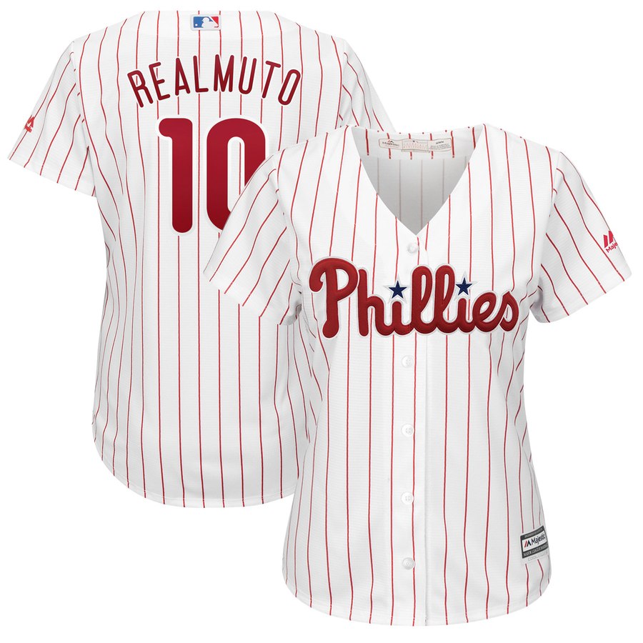 Philadelphia Phillies #10 JT Realmuto Majestic Women's Home Cool Base Player Jersey White