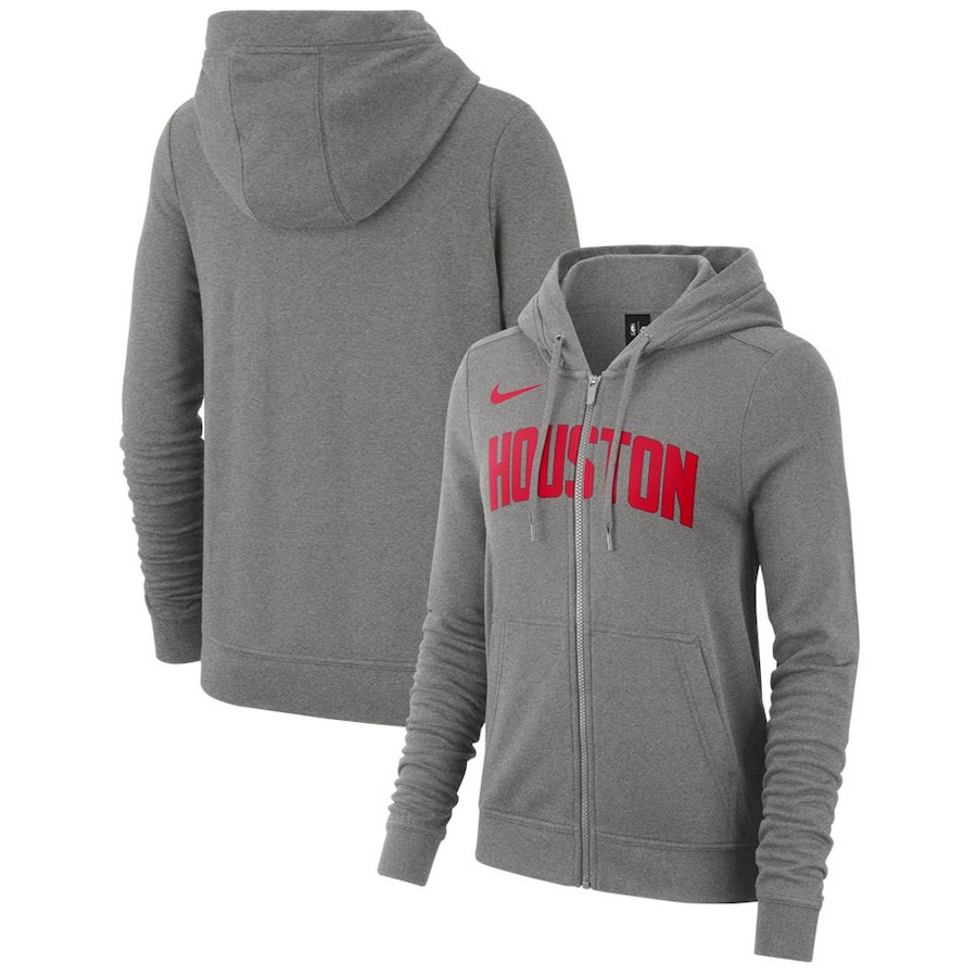 Houston Rockets Nike Women's Earned Edition Wordmark Essential Full-Zip Hoodie - Gray