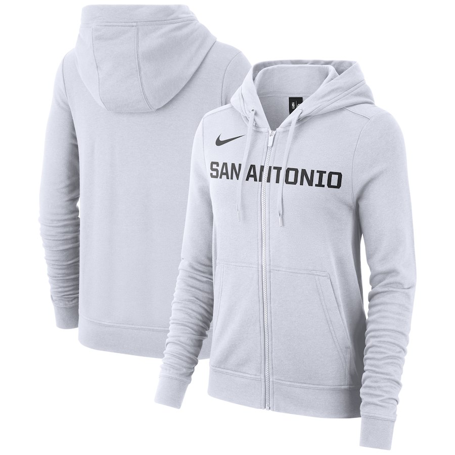 San Antonio Spurs Nike Women's Earned Edition Wordmark Essential Full-Zip Hoodie - White