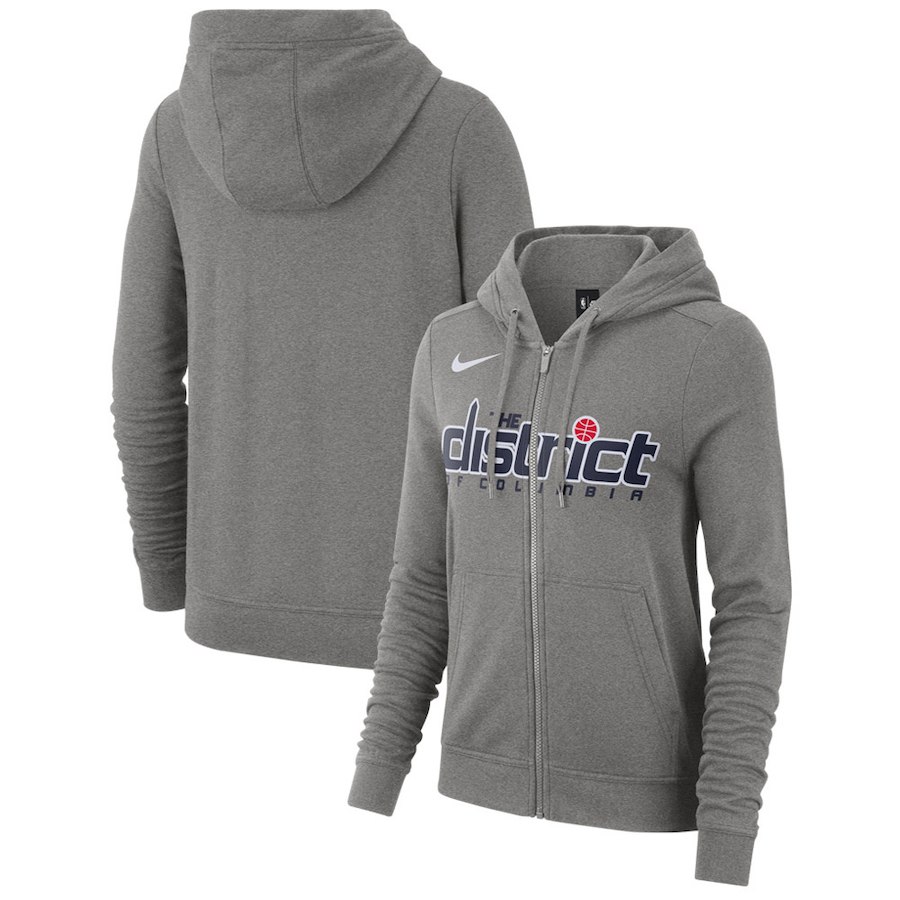 Washington Wizards Nike Women's Earned Edition Wordmark Essential Full-Zip Hoodie - Gray