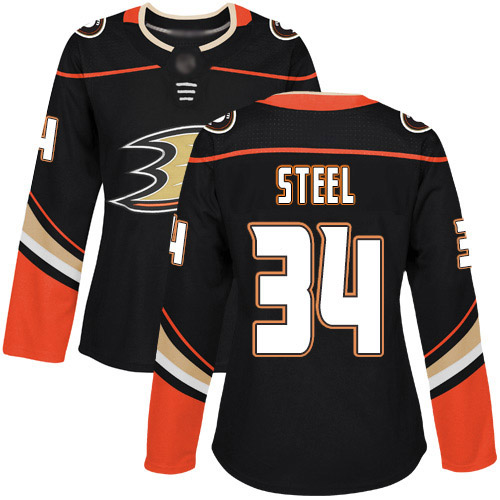 Adidas Ducks #34 Sam Steel Black Home Authentic Women's Stitched NHL Jersey