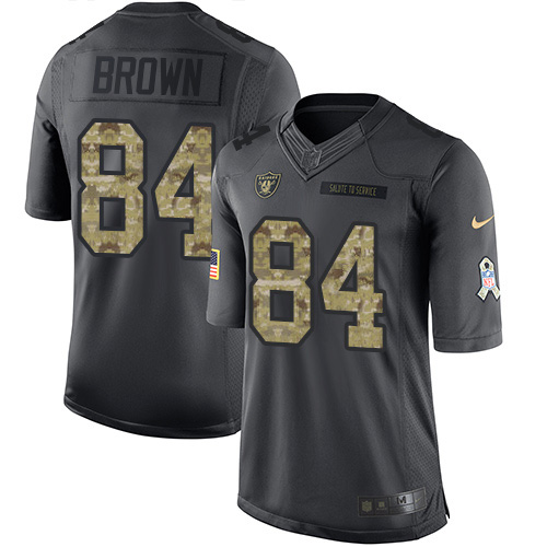 Nike Raiders #84 Antonio Brown Black Youth Stitched NFL Limited 2016 Salute to Service Jersey