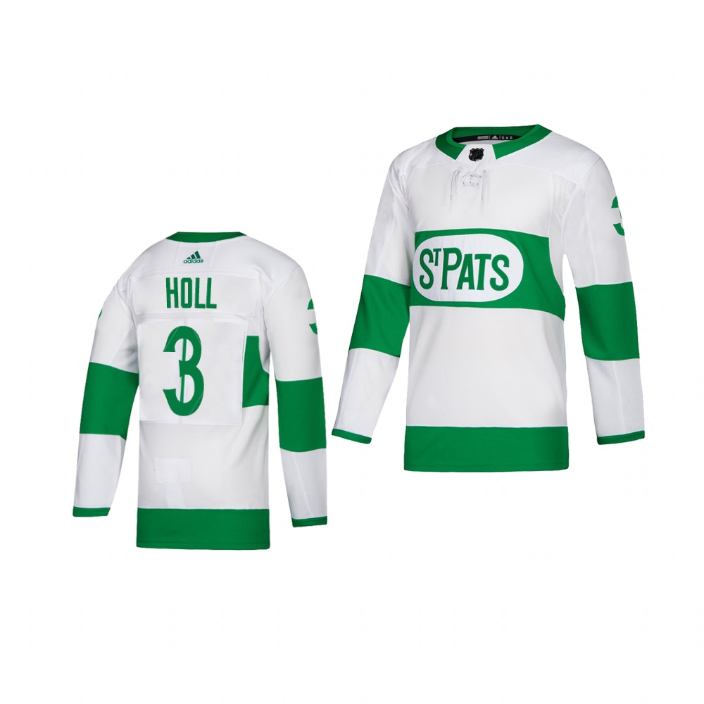 Adidas Maple Leafs #3 Justin Holl White 2019 St. Patrick's Day Authentic Player Stitched Youth NHL Jersey - Click Image to Close