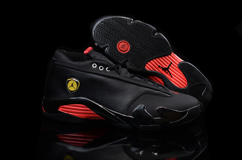 Running weapon Cheap Wholesale Nike Shoes Air Jordan 14 Ferrari Black/Red - Click Image to Close