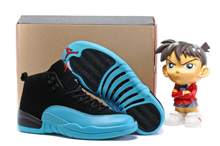 Running weapon Cheap Wholesale Air Jordan 12 Retro Men Black/Blue - Click Image to Close