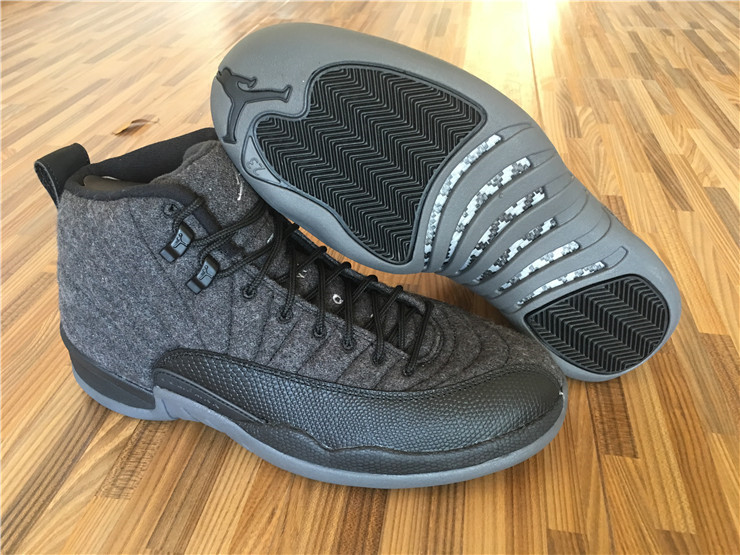 Running weapon Cheap Wholesale Air Jordan 12 Wool Shoes Men Ash Grey