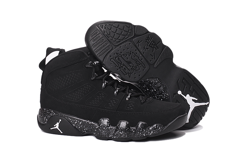 Running weapon Cheap Air Jordan 9 Shoes Retro Black/White Splash