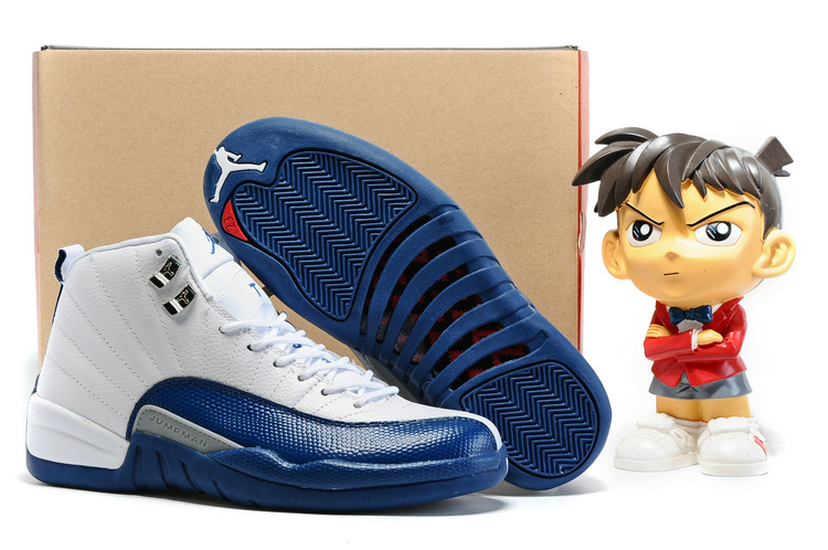 Running weapon Cheap Wholesale Air Jordan 12 Retro Men White/Blue