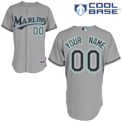 Marlins Personalized Authentic Grey MLB Jersey (S-3XL) - Click Image to Close