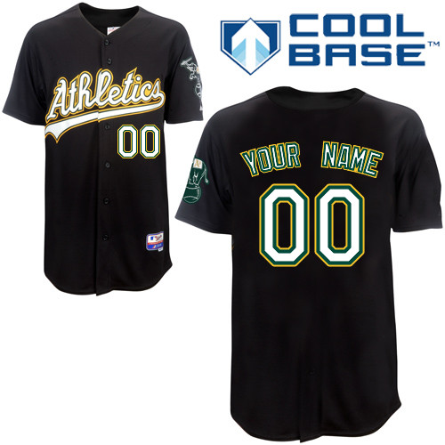 Athletics Personalized Authentic Black Cool Base MLB Jersey (S-3XL) - Click Image to Close