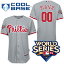 Phillies Personalized Authentic Grey Cool Base w/2009 World Series Patch MLB Jersey (S-3XL)