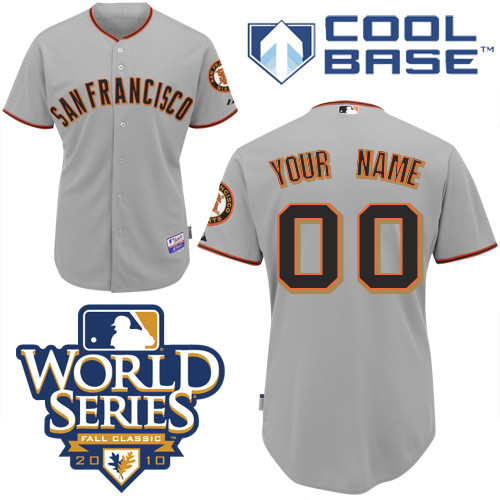 Giants Customized Authentic Grey Cool Base MLB Jersey w/2010 World Series Patch (S-3XL) - Click Image to Close