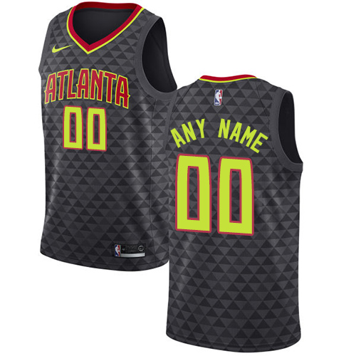 Men's Nike Hawks Personalized Swingman Black NBA Icon Edition Jersey