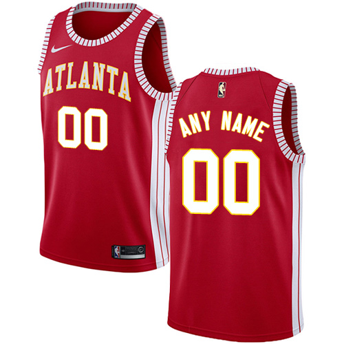 Men's Nike Hawks Personalized Swingman Red NBA Statement Edition Jersey