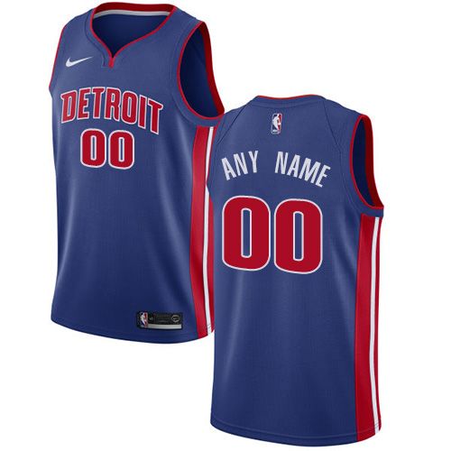 Men's Nike Pistons Personalized Swingman Royal Blue NBA Icon Edition Jersey