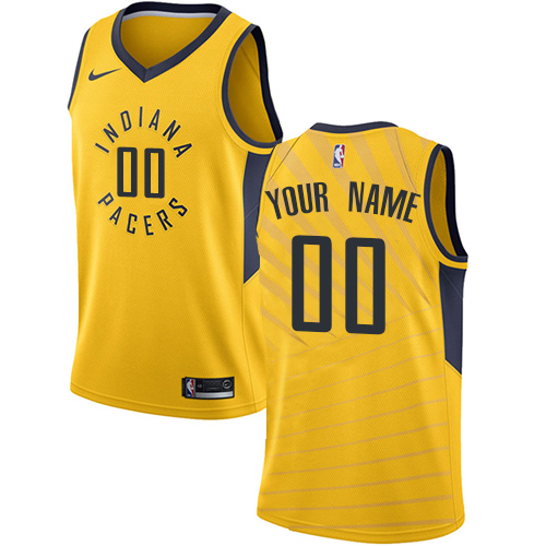 Men's Nike Pacers Personalized Swingman Gold NBA Statement Edition Jersey