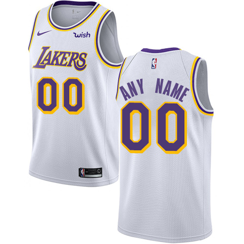 Men's Nike Lakers Personalized Swingman White NBA Association Edition Jersey