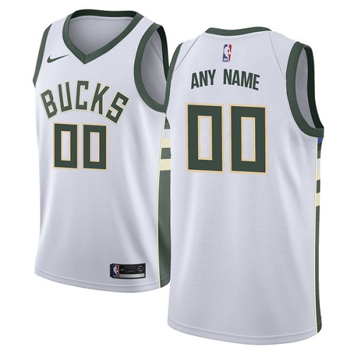 Men's Nike Bucks Personalized Swingman White NBA Association Edition Jersey