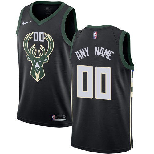 Men's Nike Bucks Personalized Swingman Black NBA Statement Edition Jersey