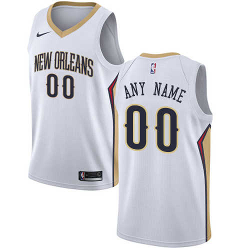 Men's Nike Pelicans Personalized Swingman White NBA Association Edition Jersey