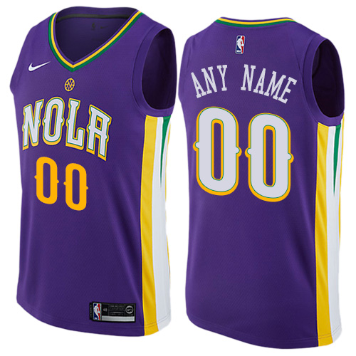 Men's Nike Pelicans Personalized Swingman Purple NBA City Edition Jersey