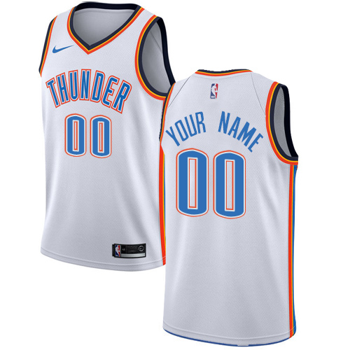 Men's Nike Thunder Personalized Swingman White NBA Association Edition Jersey